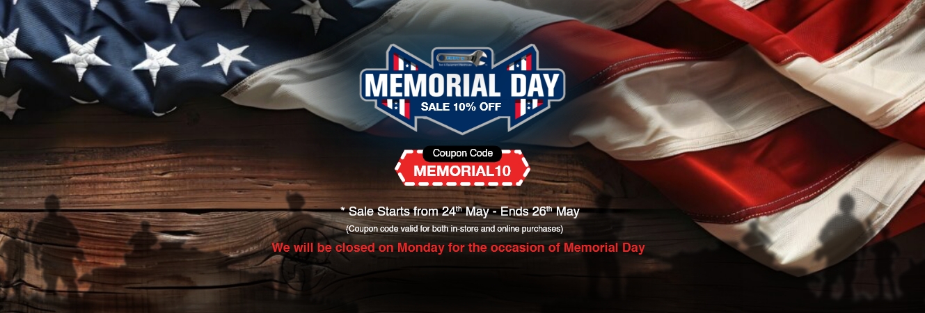 Memorial Day 2024 Sale 10% off on all tools & equipment